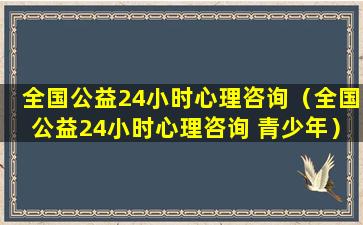 全国公益24小时心理咨询（全国公益24小时心理咨询 青少年）